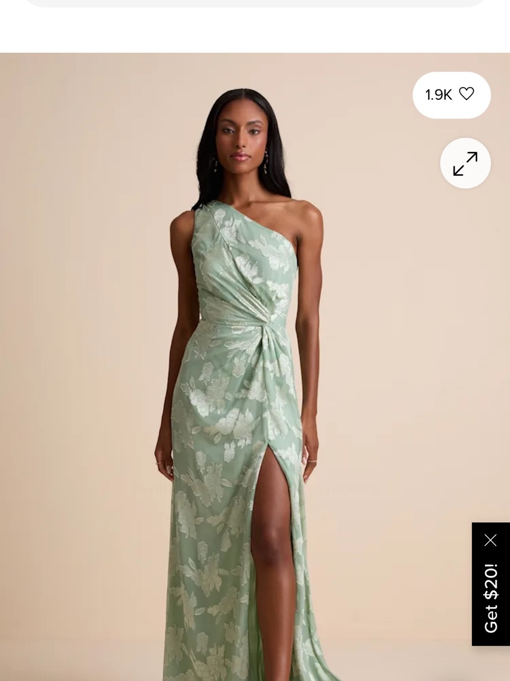 Renni Sage Green Floral Jacquard One-Shoulder Maxi Dress - LuLus